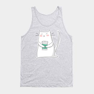 Cat Holding a Coffee Cup Tank Top